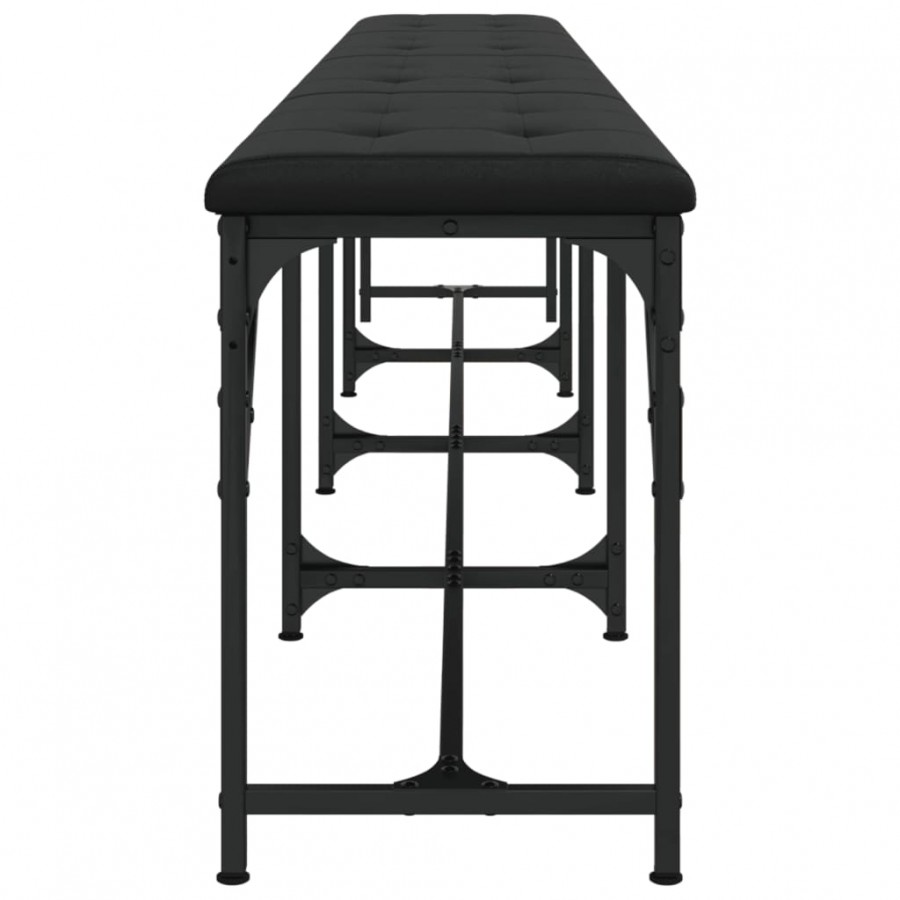 Banc à manger noir 248x32x45 cm acier et similicuir