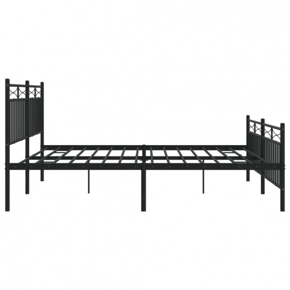 Cadre de lit métal avec tête de lit/pied de lit noir 180x200 cm