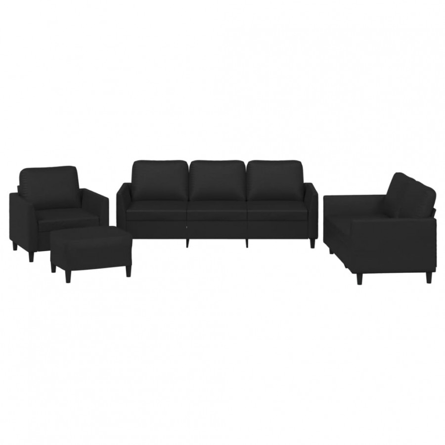 Ensemble de canapés 4 pcs avec coussins Noir Similicuir Ensemble de canapés 4 pcs avec coussins Noir Similicuir