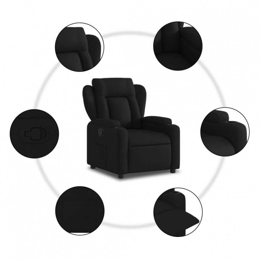 Fauteuil inclinable Noir Tissu Fauteuil inclinable Noir Tissu