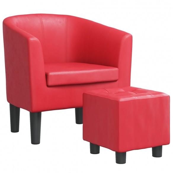 Fauteuil cabriolet avec repose-pied rouge similicuir