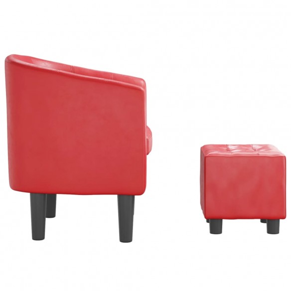 Fauteuil cabriolet avec repose-pied rouge similicuir