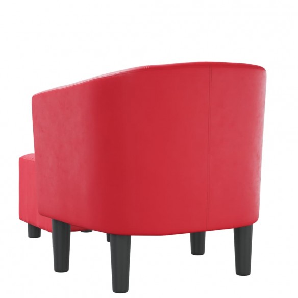 Fauteuil cabriolet avec repose-pied rouge similicuir