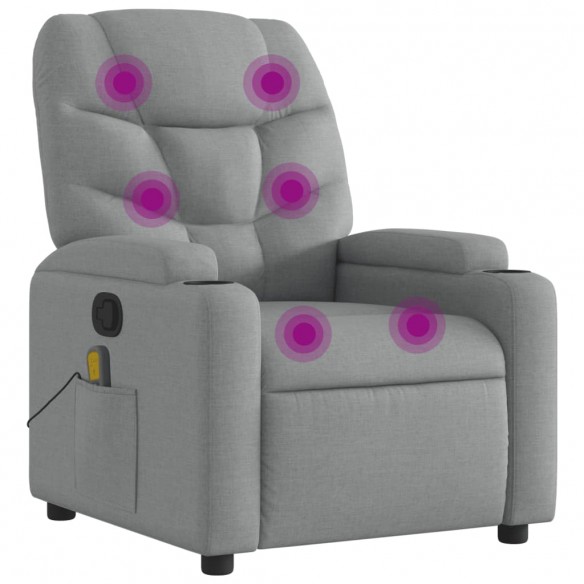 Fauteuil de massage inclinable Gris clair Tissu