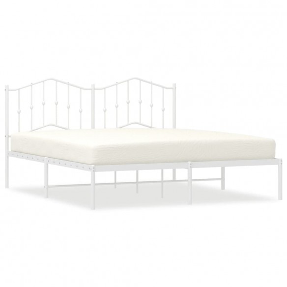 Cadre de lit métal avec tête de lit blanc 160x200 cm