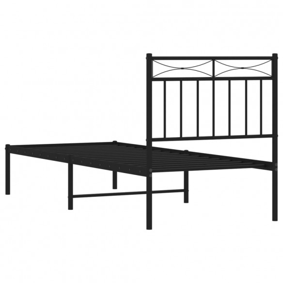 Cadre de lit métal avec tête de lit noir 80x200 cm