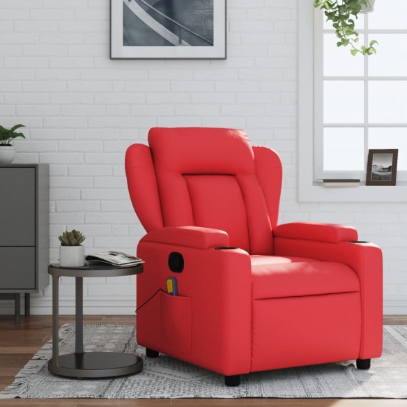 Fauteuil de massage inclinable rouge similicuir