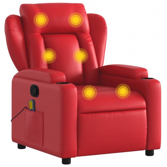 Fauteuil de massage inclinable rouge similicuir