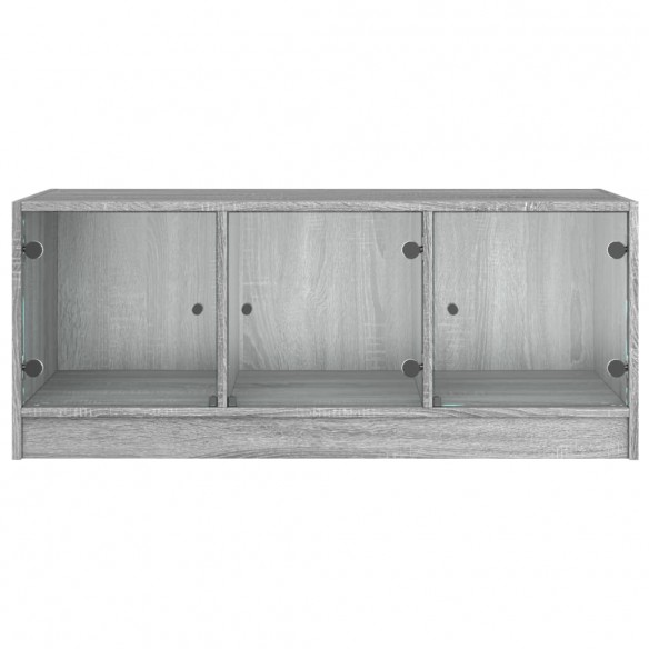 Table basse avec portes en verre sonoma gris 102x50x42 cm