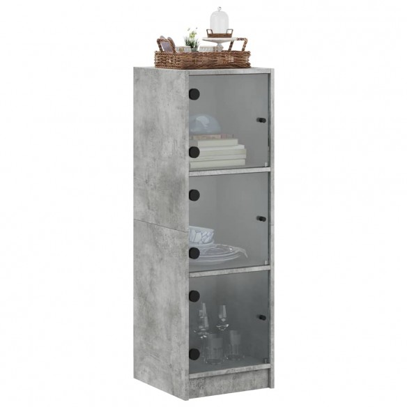 Buffet avec portes en verre gris béton 35x37x109 cm