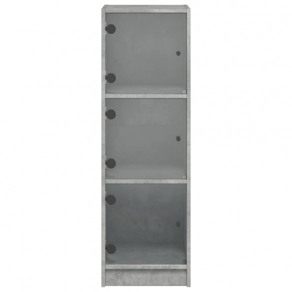 Buffet avec portes en verre gris béton 35x37x109 cm