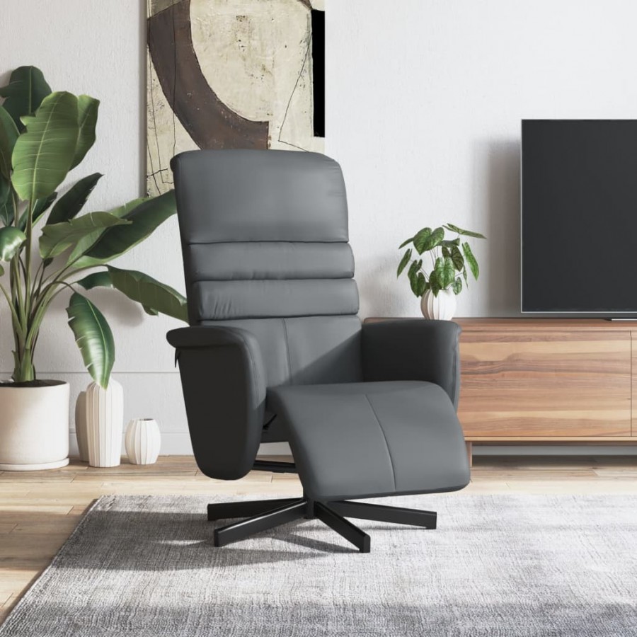 Fauteuil inclinable avec repose-pieds gris similicuir