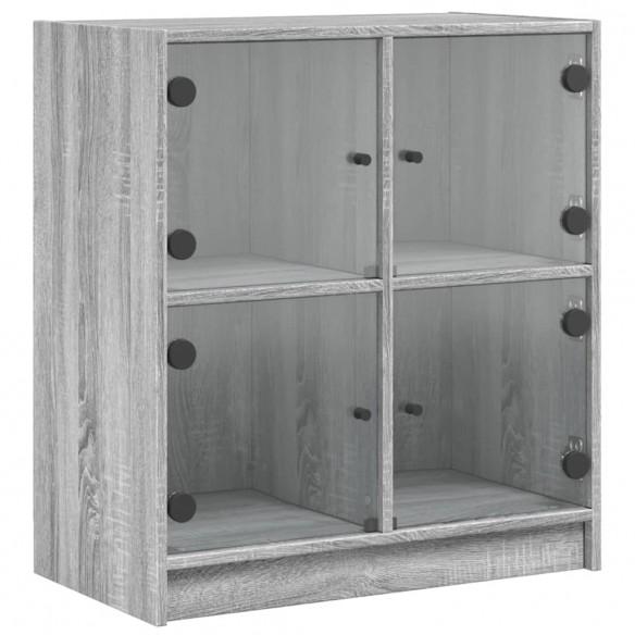 Armoire latérale avec portes en verre sonoma gris 68x37x75,5 cm