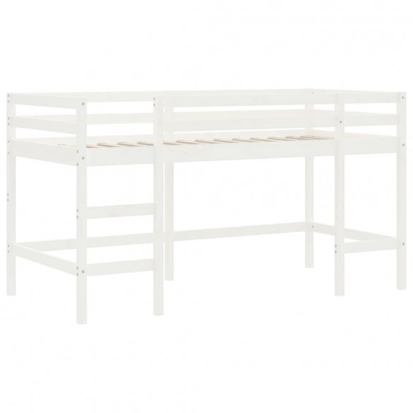 Lit mezzanine enfants et rideaux bleu 90x190cm bois pin massif