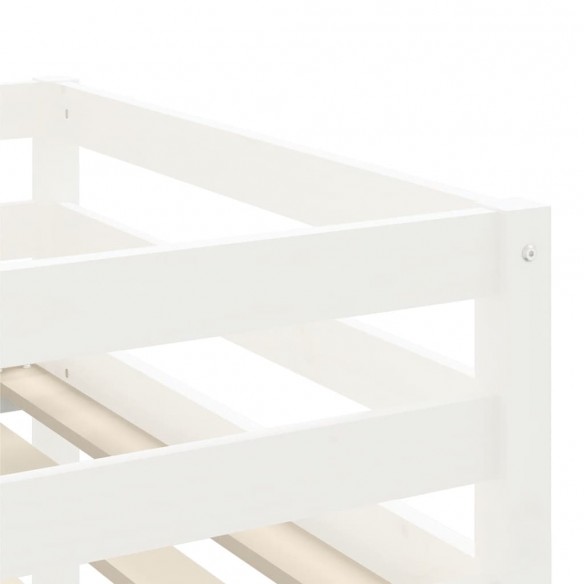 Lit mezzanine enfants et rideaux bleu 90x190cm bois pin massif