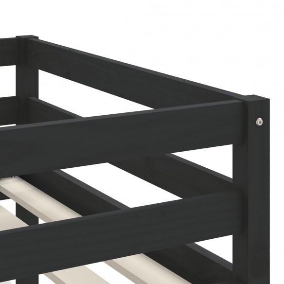 Lit mezzanine enfants et rideaux blanc/noir 80x200cm pin massif