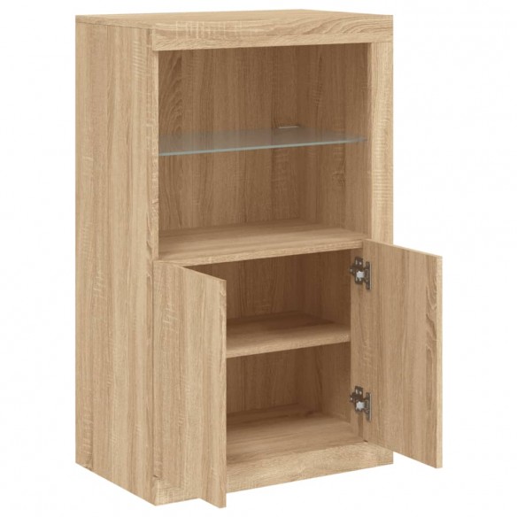 Armoire latérale avec lumières LED chêne sonoma