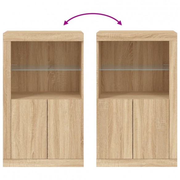 Armoire latérale avec lumières LED chêne sonoma