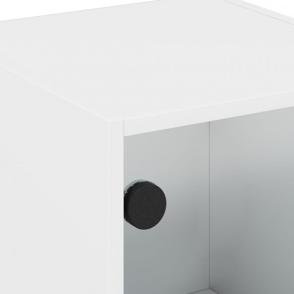 Table de chevet avec porte en verre blanc 35x37x42 cm