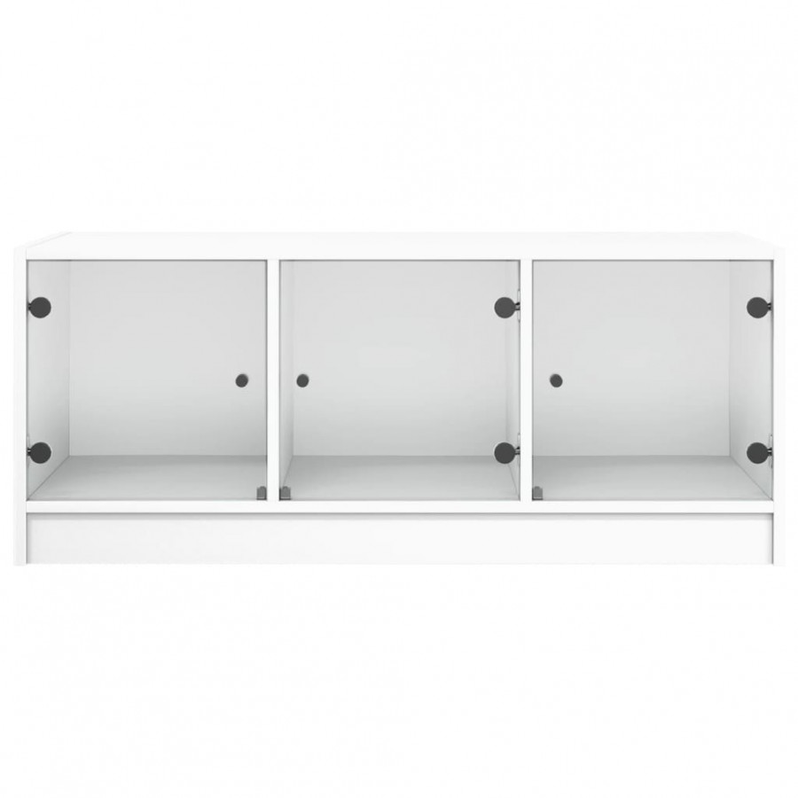 Table basse avec portes en verre blanc 102x50x42 cm Table basse avec portes en verre blanc 102x50x42 cm