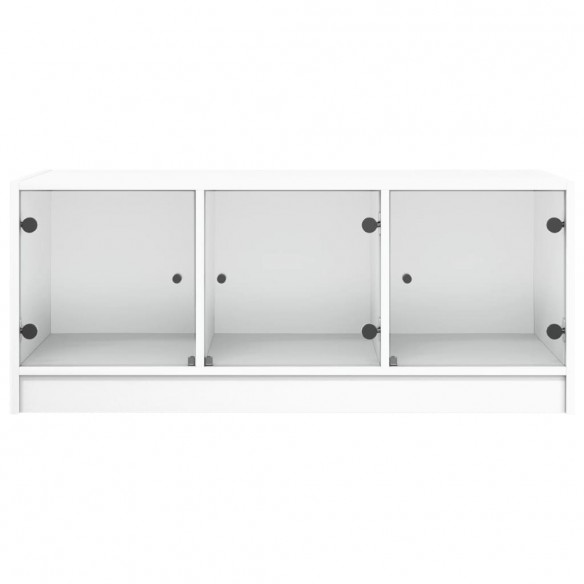 Table basse avec portes en verre blanc 102x50x42 cm