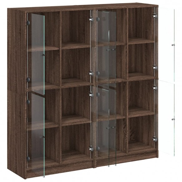 Bibliothèque avec portes chêne marron 136x37x142 cm