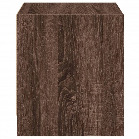 Table de chevet avec porte en verre chêne marron 35x37x42 cm