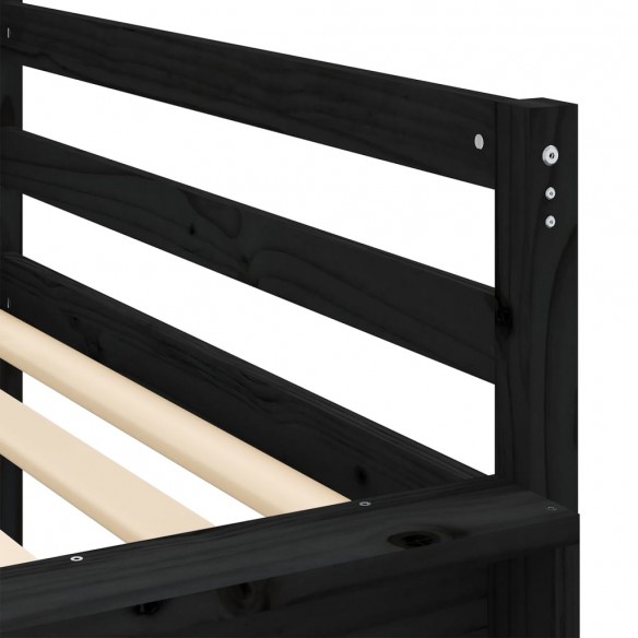 Lit mezzanine enfants avec tour blanc/noir 80x200cm pin massif