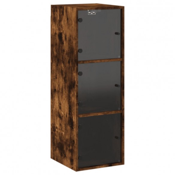 Armoire murale avec portes en verre chêne fumé 35x37x100 cm