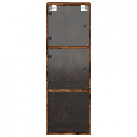 Armoire murale avec portes en verre chêne fumé 35x37x100 cm