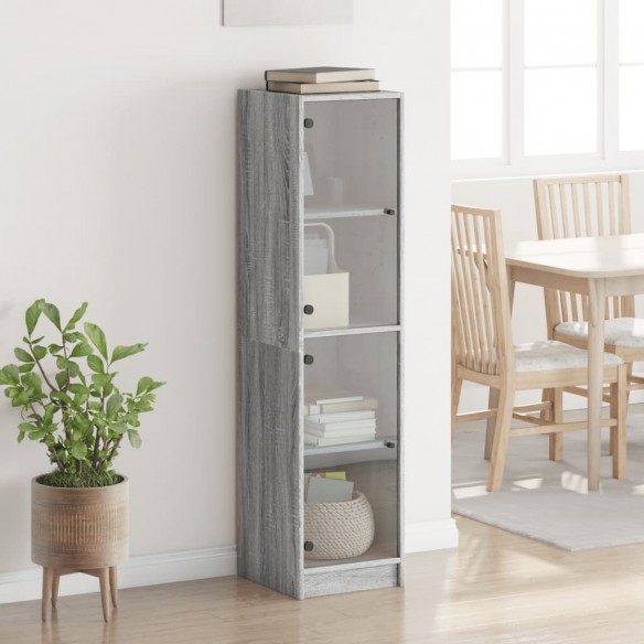 Buffet avec portes en verre sonoma gris 35x37x142 cm