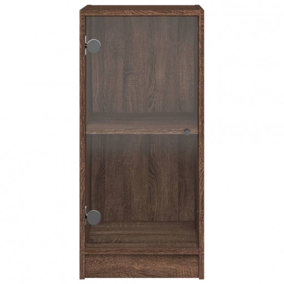 Armoire latérale avec portes en verre chêne marron 35x37x75,5cm