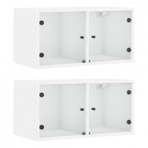 Armoires murales avec portes en verre 2 pcs blanc 68,5x37x35 cm