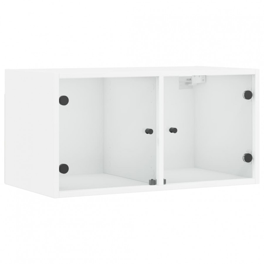 Armoires murales avec portes en verre 2 pcs blanc 68,5x37x35 cm