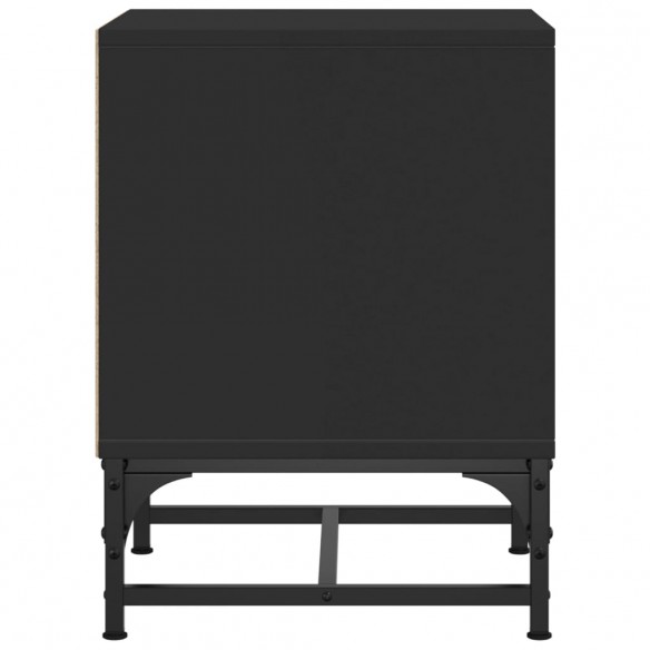 Tables de chevet avec portes en verre 2 pcs noir 35x37x50 cm