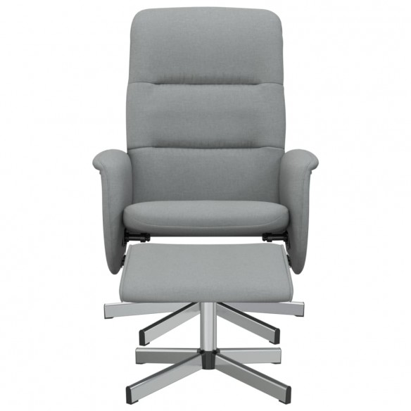 Fauteuil inclinable avec repose-pied gris clair tissu