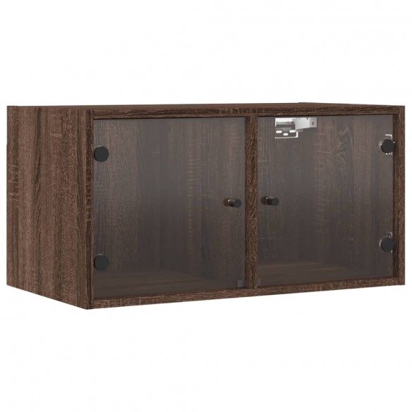 Armoire murale avec portes en verre chêne marron 68,5x37x35 cm