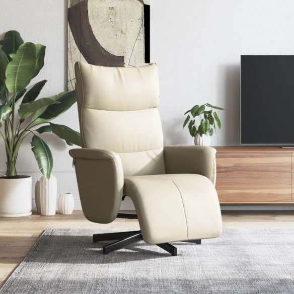 Fauteuil inclinable avec repose-pieds crème similicuir