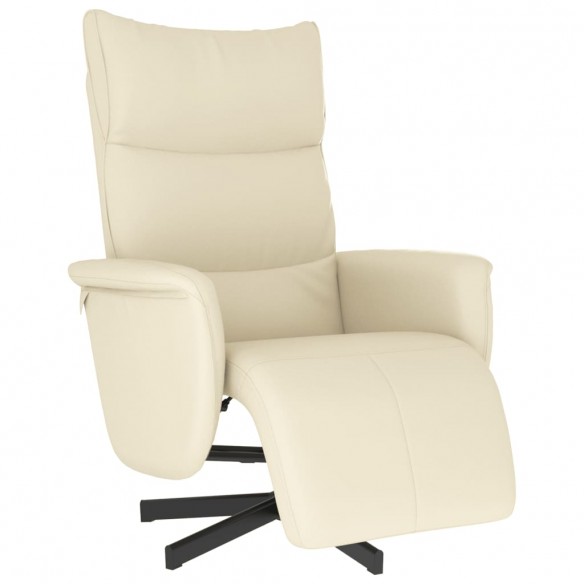 Fauteuil inclinable avec repose-pieds crème similicuir