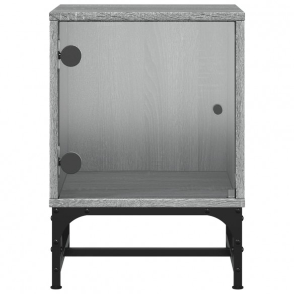 Table de chevet avec porte en verre sonoma gris 35x37x50 cm