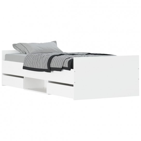 Cadre de lit avec tête de lit/pied de lit blanc 90x190 cm