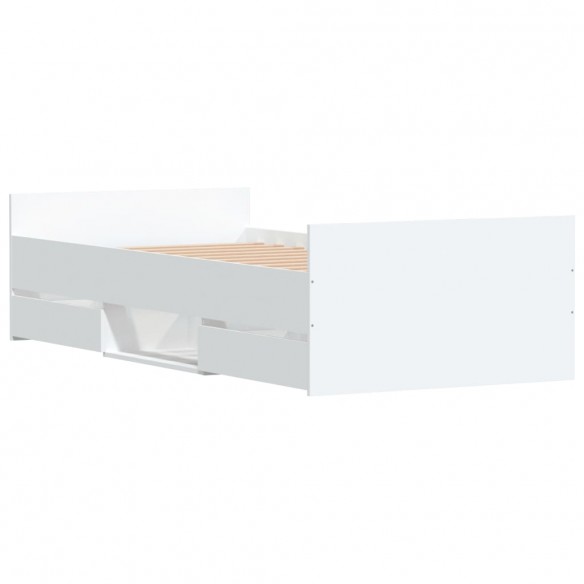 Cadre de lit avec tête de lit/pied de lit blanc 90x190 cm