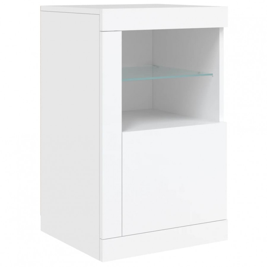 Armoires latérales éclairage LED 2 pcs blanc bois d'ingénierie