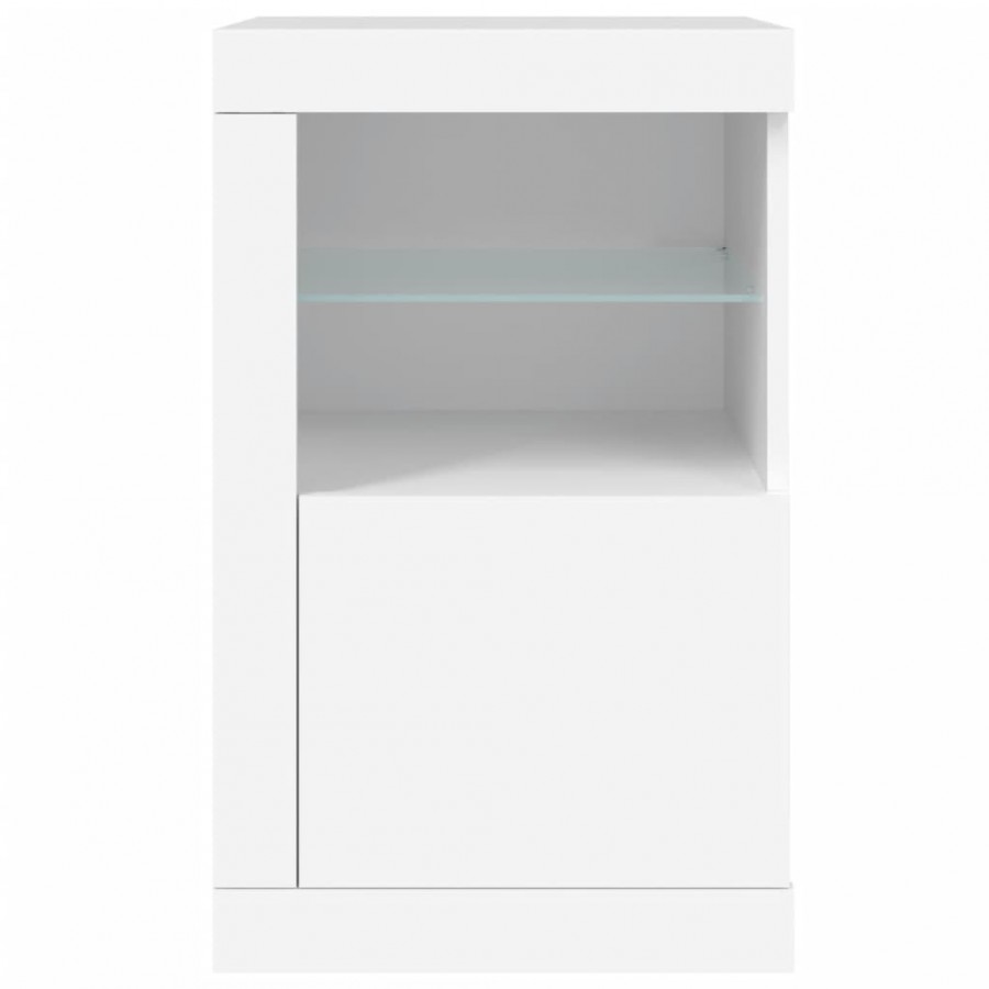 Armoires latérales éclairage LED 2 pcs blanc bois d'ingénierie