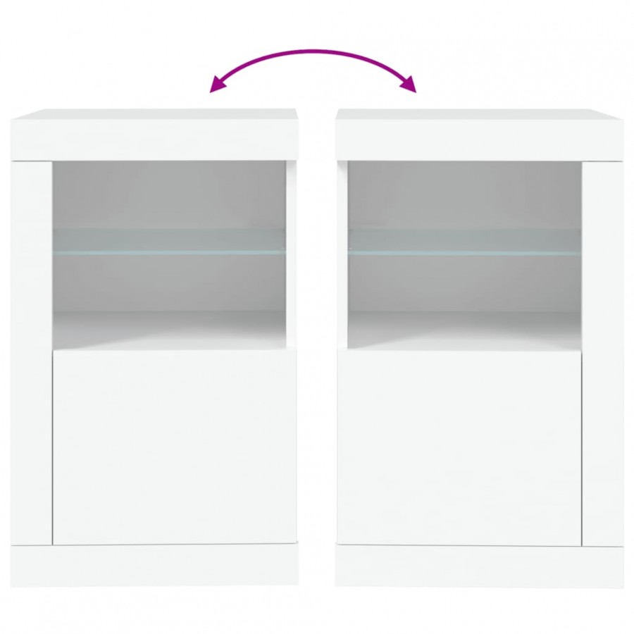Armoires latérales éclairage LED 2 pcs blanc bois d'ingénierie
