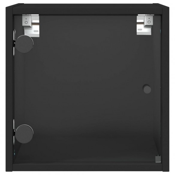 Table de chevet avec porte en verre noir 35x37x35 cm
