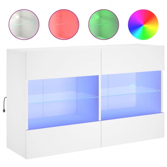 Meuble TV mural avec lumières LED blanc 98,5x30x60,5 cm