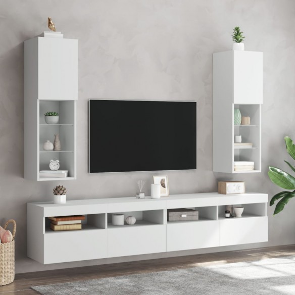 Meuble TV avec lumières LED blanc 30,5x30x102 cm