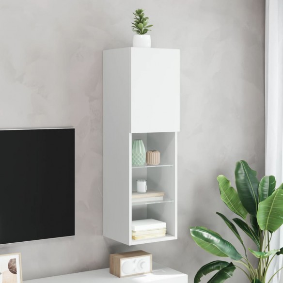 Meuble TV avec lumières LED blanc 30,5x30x102 cm