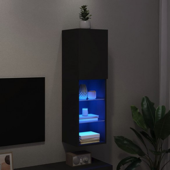 Meuble TV avec lumières LED noir 30,5x30x102 cm